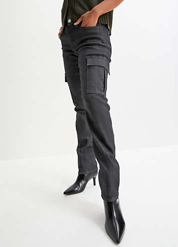 Bonprix Straight Cut Denim Cargo Jeans Curvissa