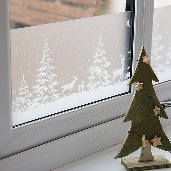 D C Fix Forest Christmas Static Cling Window Film Cm X M Pack Of