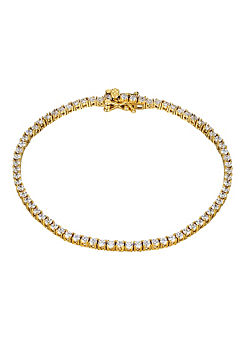 18ct Gold Plated Sterling Silver Cubic Zirconia Tennis Bracelet