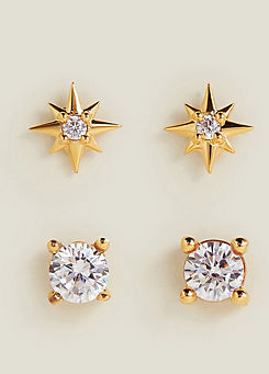 Accessorize 2 Pack 14 Ct Gold-Plated Sparkle Studs