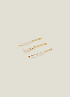 Accessorize 3-Pack Pearlescent Bead Hair Slides