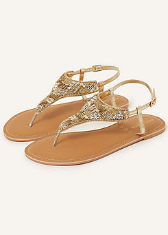 Accessorize Bead & Sequin Embellished Toe Post Sandals