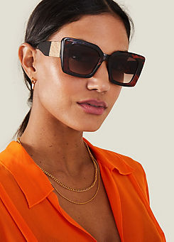 Accessorize Cateye Hexagon Tortoiseshell Sunglasses