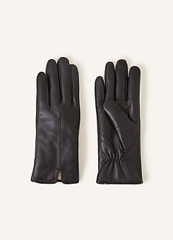 Accessorize Faux Fur-Lined Leather Gloves