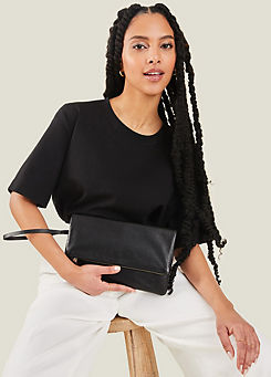 Accessorize Leather Fold-Over Clutch Bag