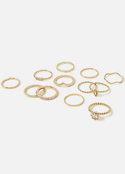 Accessorize Pack of 12 Crystal Rings