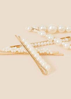 Accessorize Pearl Hair Slides 5 Pack