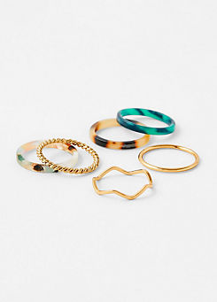 Accessorize Resin Rings 6 Pack