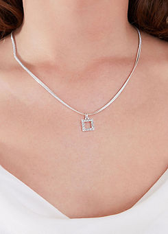 Accessorize Snake Chain Crystal Square Pendant Necklace