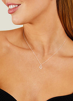 Accessorize Sterling Silver-Plated Sparkle Tear Drop Necklace