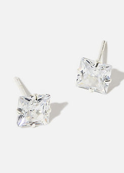 Accessorize Sterling Silver Square Crystal Stud Earrings
