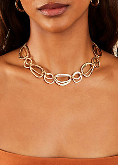 Accessorize Textured Metal Circle Necklace