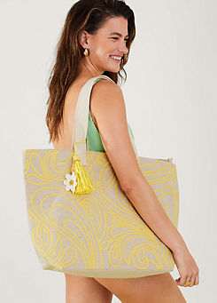 Accessorize Yellow Embroidered Tote Bag