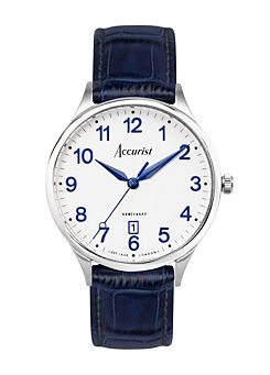 Accurist Men’s Classic Blue Leather Strap 37mm Watch