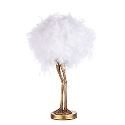 BHS Oscar Ostrich Small Gold/White Table Lamp