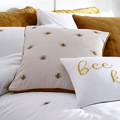 Bee Kind Embroidered Filled Square Canvas Cushion