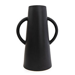 Candlelight Matt Black Conical Vase with Handles