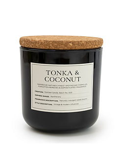 Candlelight Tonka & Coconut Scent 11cm Glass Jar Wax Filled Pot with Cork Lid