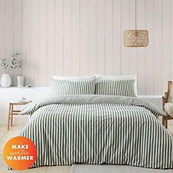 Catherine Lansfield Green Stripe Brushed Cotton Duvet Cover Set