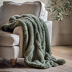Chic Living Olive Cable Knit Diamond Throw