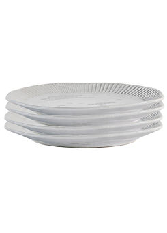 Chic Living Organic Textured Porcelain Set of 4 Dinner Plates