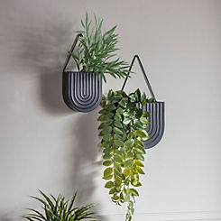 Chic Living Set of 2 Lille Metal Indoor, Outdoor Wall Planters Black