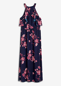 Cold Shoulder Floral Print Maxi Dress