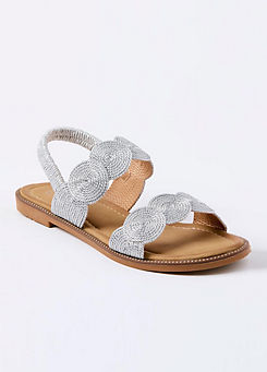Cotton Traders Silver Elasticated Back Sandals