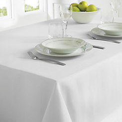 Country Club Linen Look White Wipe Clean Table Cloth