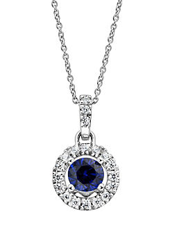 Created Brilliance Ana 9ct Gold Created Sapphire & Lab Grown Diamonds Pendant Necklace
