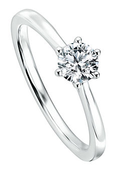 Created Brilliance Charlotte 9ct Gold 0.50ct Six Claw Lab Grown Diamond Solitaire Engagement Ring