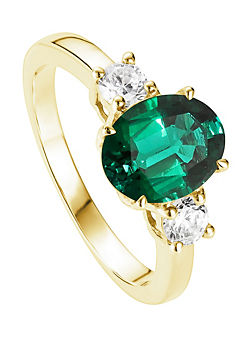 Created Brilliance Ellison 9ct Gold 9.7mm Created Emerald & 0.33ct Lab Grown Diamond Ring