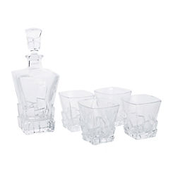Disney 4 Whiskey Glasses & Decanter in Wooden Box