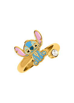 Disney Lilo & Stitch Blue & Pink Gold Plated Clear Stone Ring
