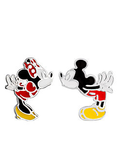 Disney Mickey & Minnie Mouse Mismatched Sterling Silver Enamel Filled Stud Earrings