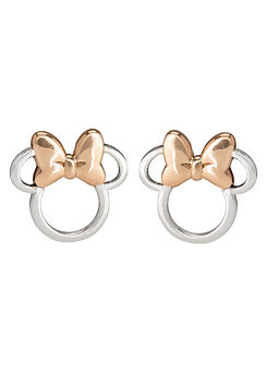 Disney Minnie Mouse Silver & Rose Gold Sterling Silver Stud Earrings
