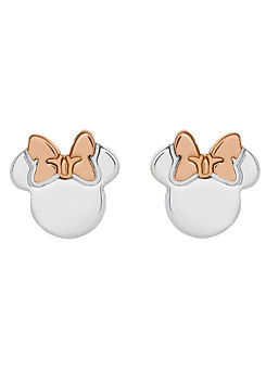 Disney Minnie Mouse Two Tone Rose Gold Sterling Silver Stud Earrings
