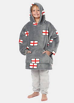 Dreamscene Kids England Flag Printed Hooded Fleece Blanket
