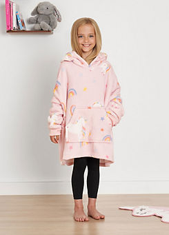 Dreamscene Kids Unicorn & Rainbow Hooded Fleece Blanket