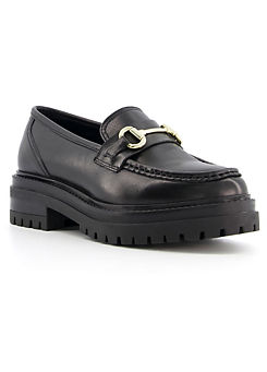 Dune London Gallagher Cleated-Sole Leather Snaffle-Trim Loafers