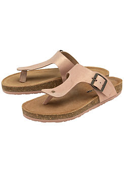 Dunlop Taryn Rose Gold Leather Toe Post Footbed Sandals
