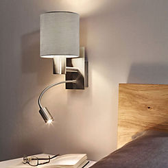 EGLO Pasteri Taupe Fabric LED Wall Lamp With Reading Light