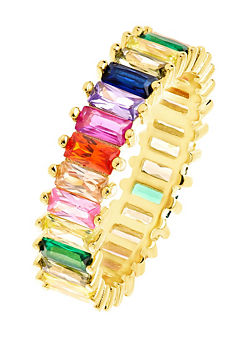 Emily & Ophelia Sterling Silver Gold Plated Multi-Colour Cubic Zirconia Band Ring