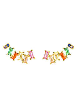 Emily & Ophelia Sterling Silver Gold Plated Multi-Colour Mixed Cut Cubic Zirconia Stud Earrings