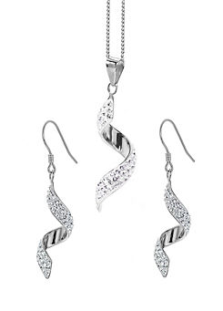 Evoke Sterling Silver Crystal Pendant and Hook Earrings Set