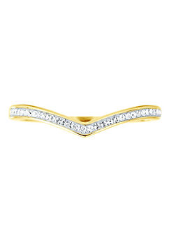 Evoke Sterling Silver Gold Plated Crystal Wishbone Ring