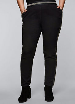 Faux Leather Panel Trousers