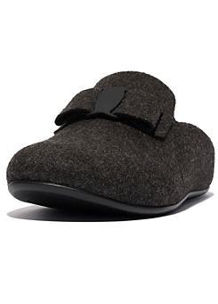 FitFlop Black Chrissie Ii Haus Bow Felt iQushion™ Slippers