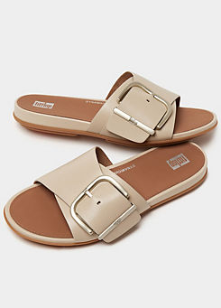 FitFlop Stone Beige Gracie Maxi-Buckle Leather Sliders