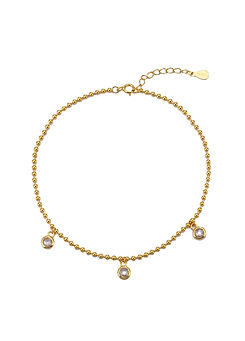 For You Collection 18Ct Gold Plated Cubic Zirconia Ball Chain Anklet